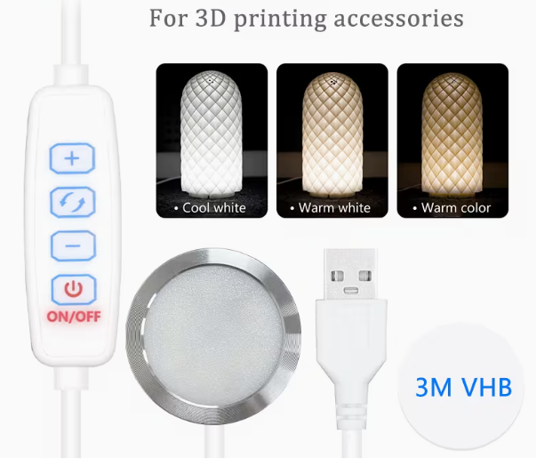 Adjustable Led Puck Light with White, Cold, and Warm Light options